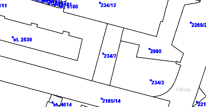 Parcela st. 234/7 v KÚ Trutnov, Katastrální mapa