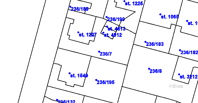 Parcela st. 236/7 v KÚ Trutnov, Katastrální mapa