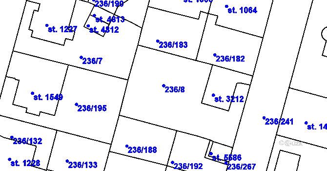Parcela st. 236/8 v KÚ Trutnov, Katastrální mapa