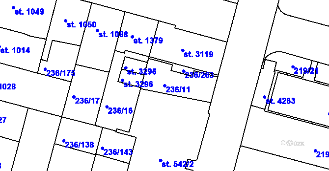 Parcela st. 236/11 v KÚ Trutnov, Katastrální mapa