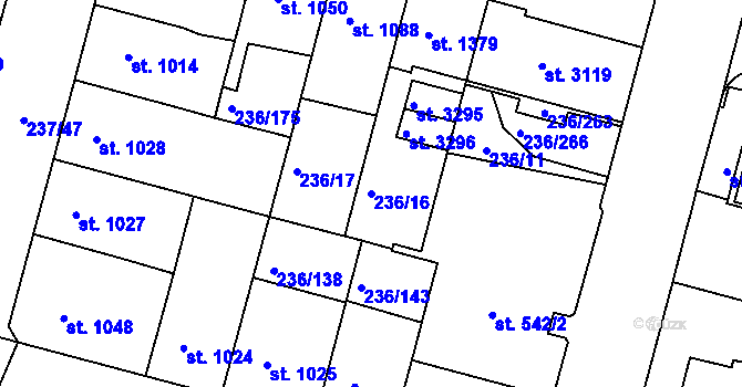 Parcela st. 236/16 v KÚ Trutnov, Katastrální mapa