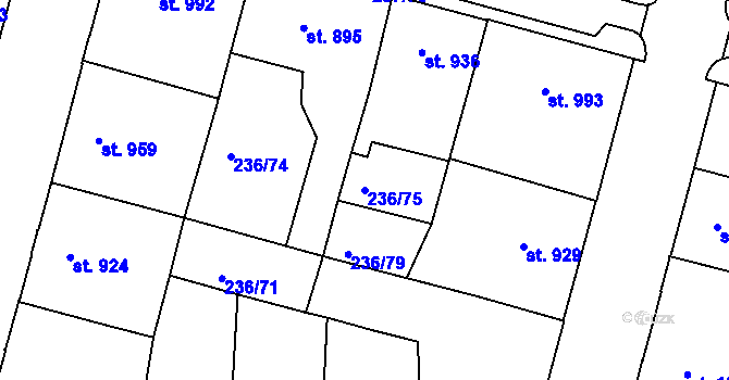 Parcela st. 236/75 v KÚ Trutnov, Katastrální mapa