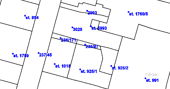Parcela st. 236/87 v KÚ Trutnov, Katastrální mapa