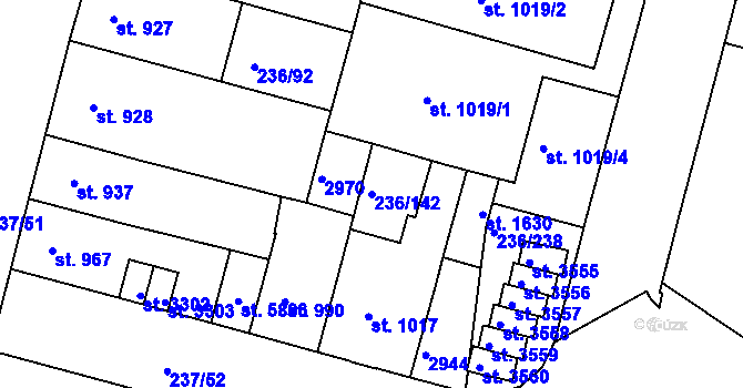 Parcela st. 236/142 v KÚ Trutnov, Katastrální mapa