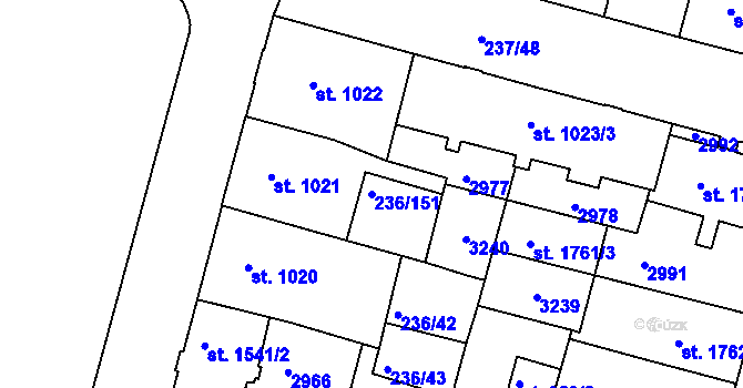 Parcela st. 236/151 v KÚ Trutnov, Katastrální mapa