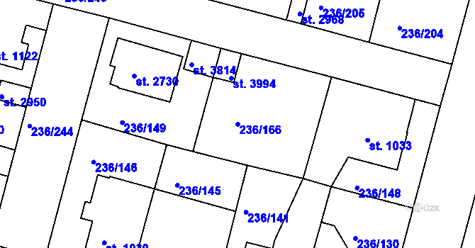 Parcela st. 236/166 v KÚ Trutnov, Katastrální mapa