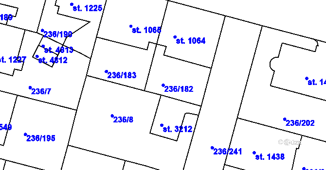 Parcela st. 236/182 v KÚ Trutnov, Katastrální mapa