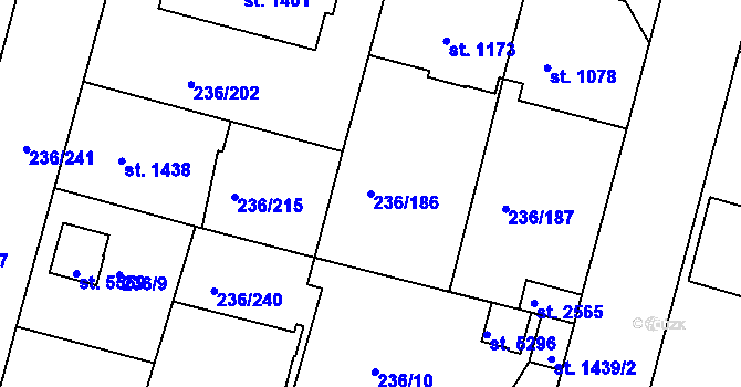 Parcela st. 236/186 v KÚ Trutnov, Katastrální mapa