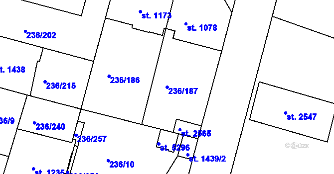 Parcela st. 236/187 v KÚ Trutnov, Katastrální mapa