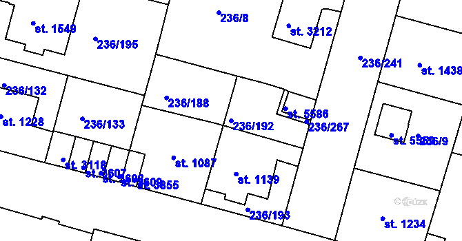 Parcela st. 236/192 v KÚ Trutnov, Katastrální mapa