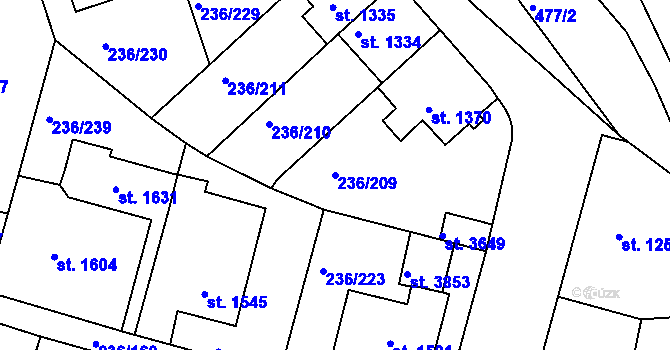 Parcela st. 236/209 v KÚ Trutnov, Katastrální mapa