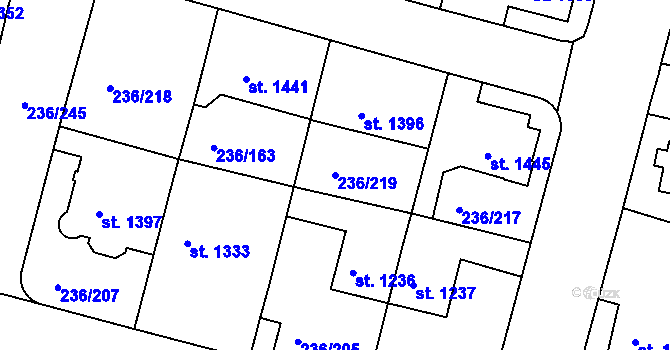 Parcela st. 236/219 v KÚ Trutnov, Katastrální mapa