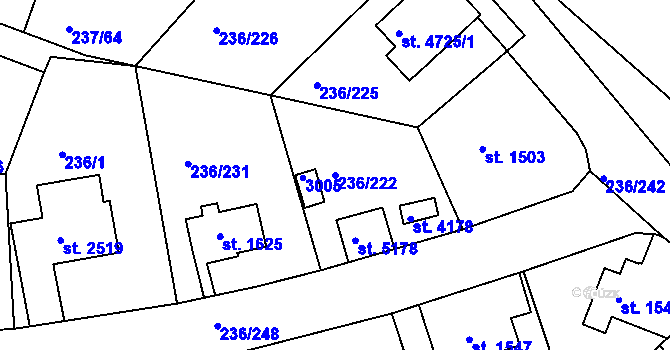 Parcela st. 236/222 v KÚ Trutnov, Katastrální mapa