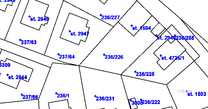 Parcela st. 236/226 v KÚ Trutnov, Katastrální mapa