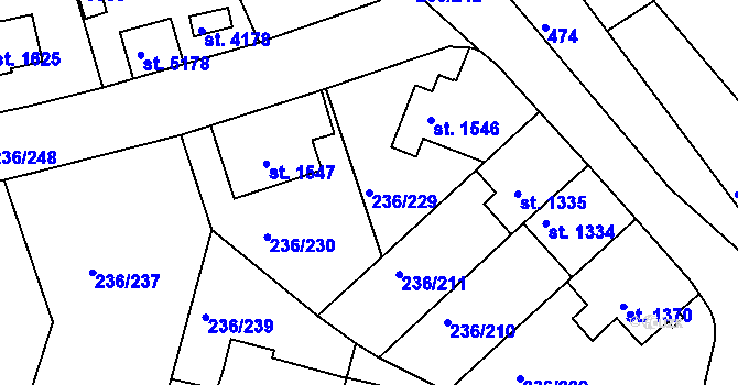 Parcela st. 236/229 v KÚ Trutnov, Katastrální mapa