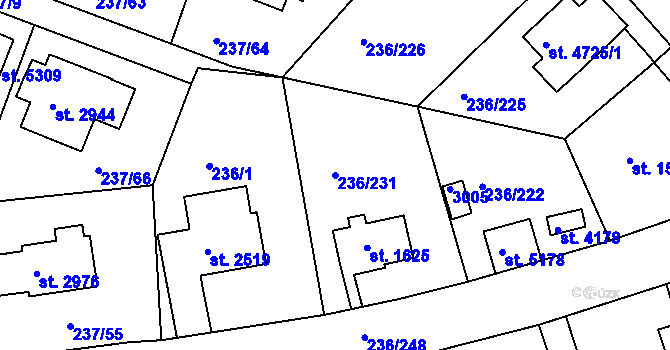 Parcela st. 236/231 v KÚ Trutnov, Katastrální mapa
