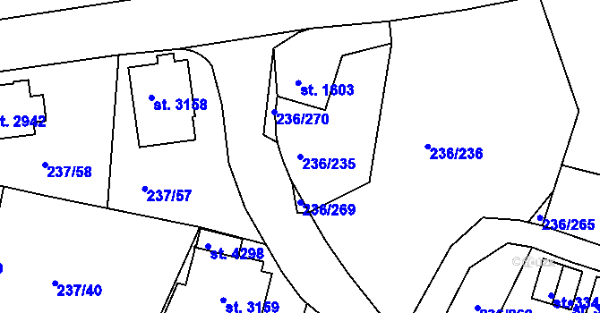 Parcela st. 236/235 v KÚ Trutnov, Katastrální mapa
