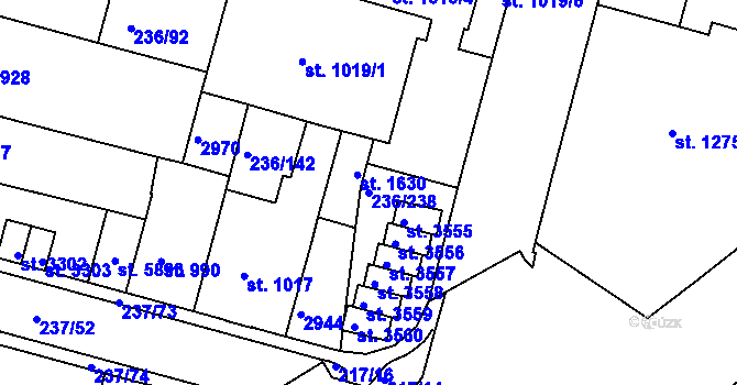 Parcela st. 236/238 v KÚ Trutnov, Katastrální mapa
