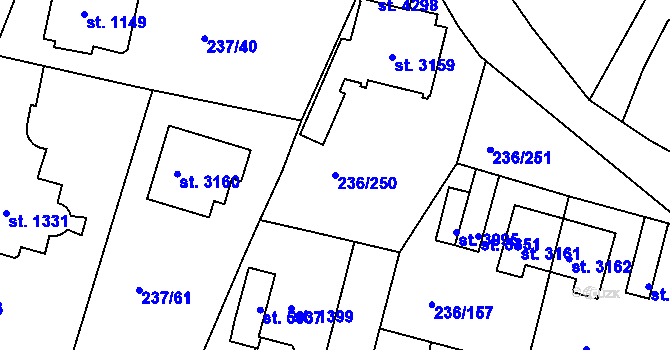 Parcela st. 236/250 v KÚ Trutnov, Katastrální mapa