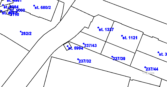 Parcela st. 237/43 v KÚ Trutnov, Katastrální mapa