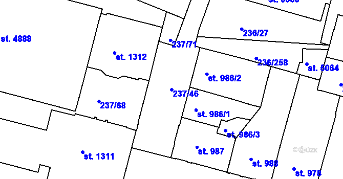Parcela st. 237/46 v KÚ Trutnov, Katastrální mapa