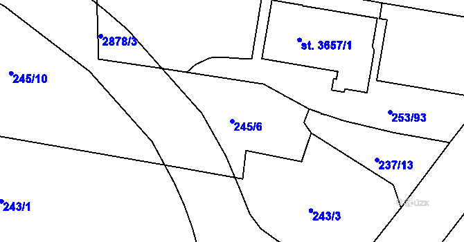 Parcela st. 245/6 v KÚ Trutnov, Katastrální mapa