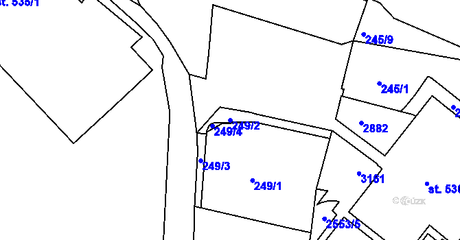 Parcela st. 249/2 v KÚ Trutnov, Katastrální mapa