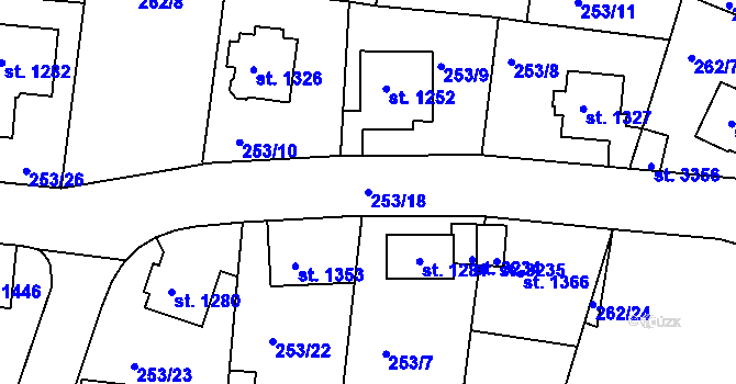 Parcela st. 253/18 v KÚ Trutnov, Katastrální mapa
