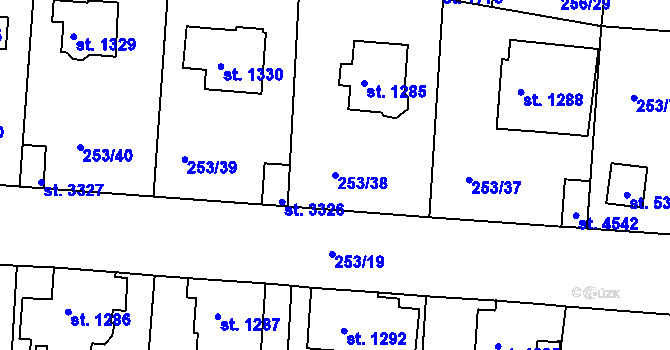 Parcela st. 253/38 v KÚ Trutnov, Katastrální mapa