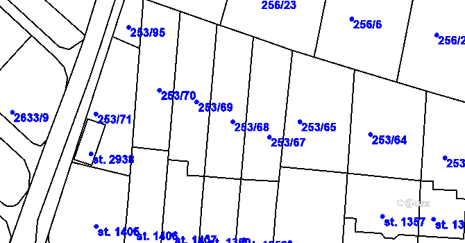 Parcela st. 253/68 v KÚ Trutnov, Katastrální mapa