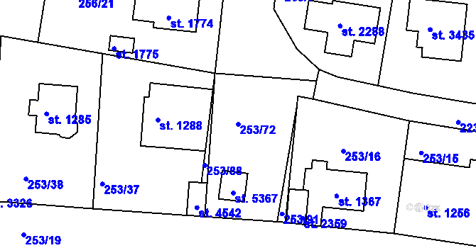 Parcela st. 253/72 v KÚ Trutnov, Katastrální mapa