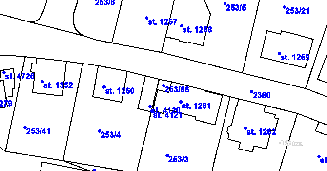 Parcela st. 253/86 v KÚ Trutnov, Katastrální mapa