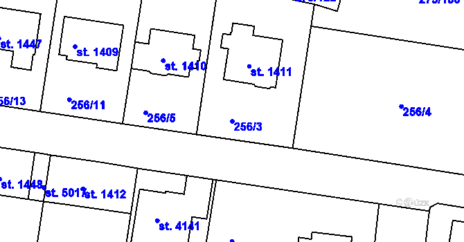 Parcela st. 256/3 v KÚ Trutnov, Katastrální mapa