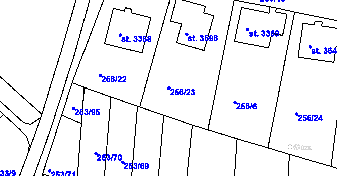 Parcela st. 256/23 v KÚ Trutnov, Katastrální mapa