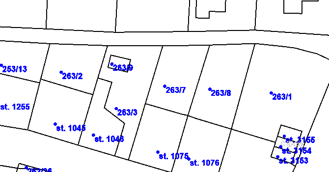 Parcela st. 263/7 v KÚ Trutnov, Katastrální mapa