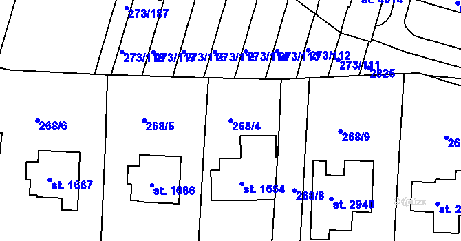 Parcela st. 268/4 v KÚ Trutnov, Katastrální mapa