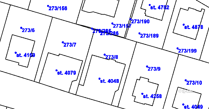 Parcela st. 273/8 v KÚ Trutnov, Katastrální mapa