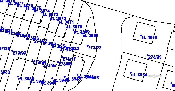 Parcela st. 273/22 v KÚ Trutnov, Katastrální mapa
