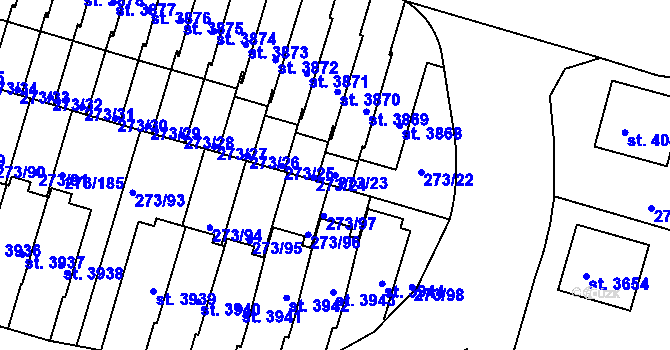 Parcela st. 273/23 v KÚ Trutnov, Katastrální mapa