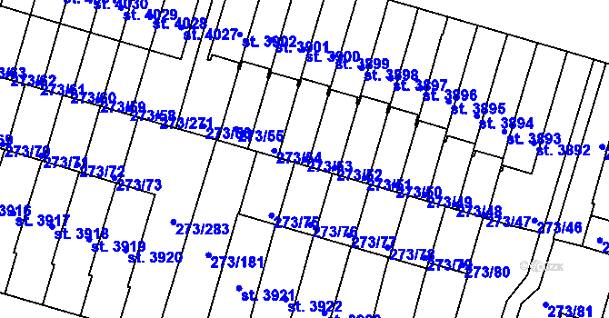 Parcela st. 273/53 v KÚ Trutnov, Katastrální mapa