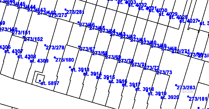 Parcela st. 273/69 v KÚ Trutnov, Katastrální mapa