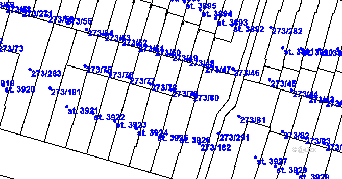 Parcela st. 273/79 v KÚ Trutnov, Katastrální mapa