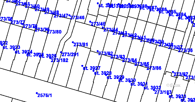 Parcela st. 273/82 v KÚ Trutnov, Katastrální mapa