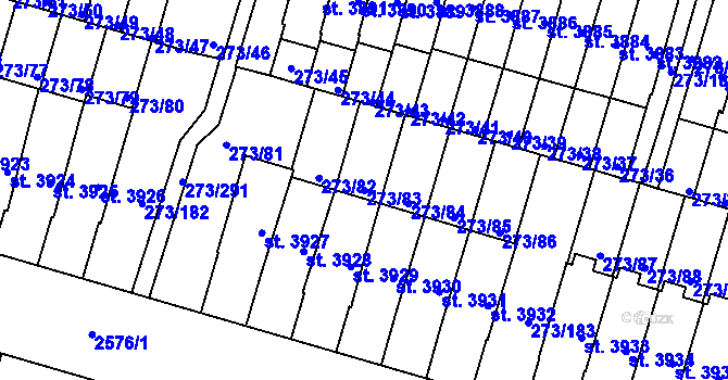 Parcela st. 273/83 v KÚ Trutnov, Katastrální mapa