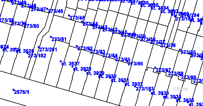 Parcela st. 273/84 v KÚ Trutnov, Katastrální mapa