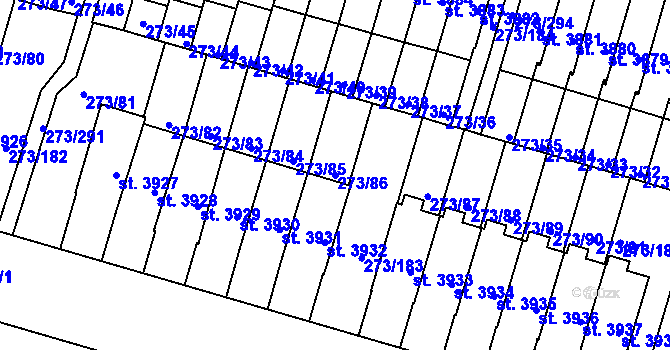 Parcela st. 273/86 v KÚ Trutnov, Katastrální mapa