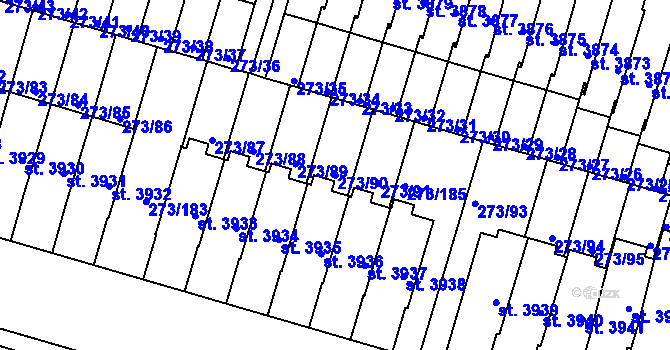 Parcela st. 273/90 v KÚ Trutnov, Katastrální mapa