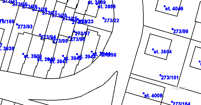 Parcela st. 273/98 v KÚ Trutnov, Katastrální mapa