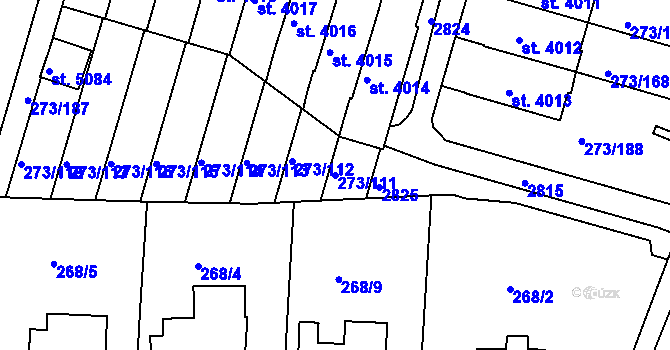 Parcela st. 273/111 v KÚ Trutnov, Katastrální mapa