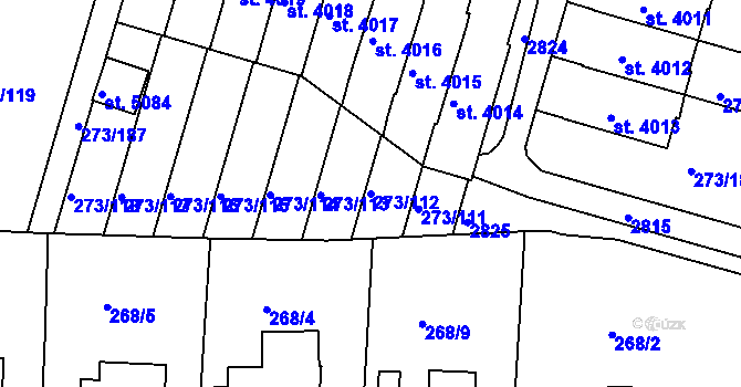 Parcela st. 273/112 v KÚ Trutnov, Katastrální mapa